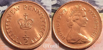 Великобритания 1/2 пенни 1975 года, KM# 914, a084-072