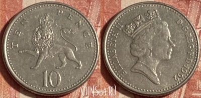 Великобритания 10 пенсов 1992 года, KM# 938b, 239p-135