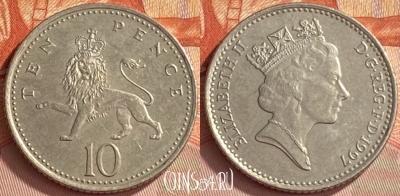 Великобритания 10 пенсов 1997 года, KM# 938b, 408o-062