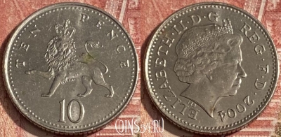 Великобритания 10 пенсов 2004 года, KM# 989, 270r-070 ♛