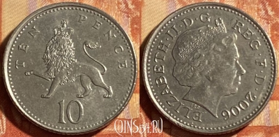 Великобритания 10 пенсов 2006 года, KM# 989, 184p-107