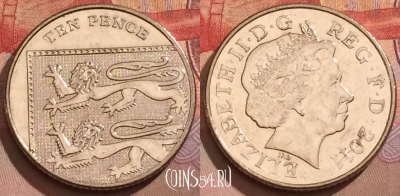 Великобритания 10 пенсов 2011 года, KM# 1110d, 171a-121