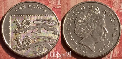 Великобритания 10 пенсов 2011 года, KM# 1110d, 405-126