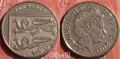 Великобритания 10 пенсов 2011 года, KM# 1110d, 407-137