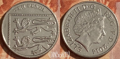 Великобритания 10 пенсов 2014 года, KM# 1110, 462r-375