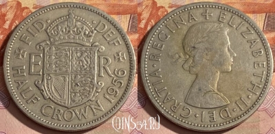 Великобритания 1/2 кроны 1956 года, KM# 907, 356p-138