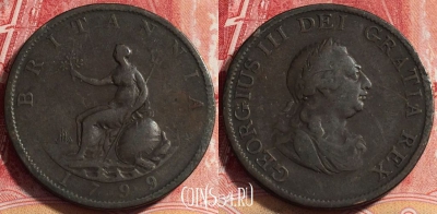 Великобритания 1/2 пенни 1799 года, KM# 647, 074b-089