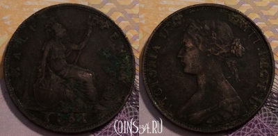 Великобритания 1/2 пенни 1881 года, KM# 754, 232-144