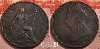 Великобритания 1/2 пенни 1895 года, KM# 789, 243-109