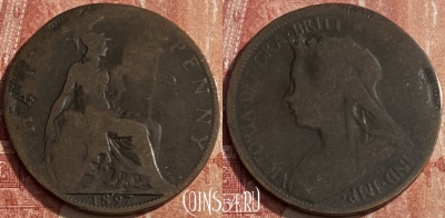 Великобритания 1/2 пенни 1897 года, KM# 789, 225q-017 ♛