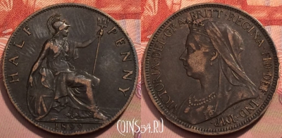 Великобритания 1/2 пенни 1899 года, KM# 789, 243-105 ♛