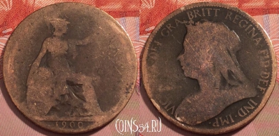 Великобритания 1/2 пенни 1900 года, KM# 789, 241-133