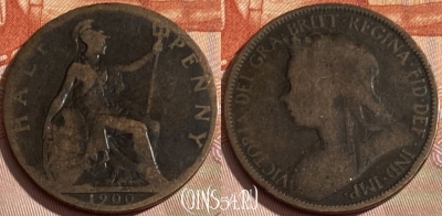 Великобритания 1/2 пенни 1900 года, KM# 789, 287q-126 ♛
