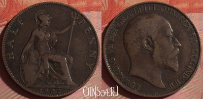 Великобритания 1/2 пенни 1902 года, KM# 793, 049i-023 ♛