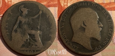 Великобритания 1/2 пенни 1902 года, KM# 793, 156s-034