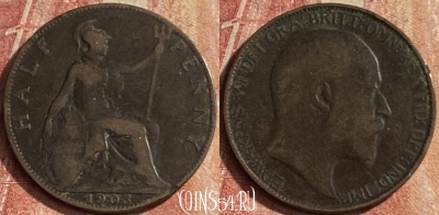 Великобритания 1/2 пенни 1903 года, KM# 793, 105p-014 ♛