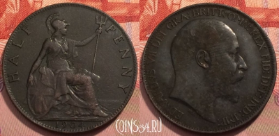 Великобритания 1/2 пенни 1904 года, KM# 793, 243-100