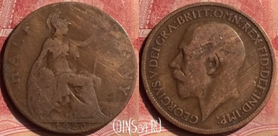 Великобритания 1/2 пенни 1920 года, KM# 809, 085m-093