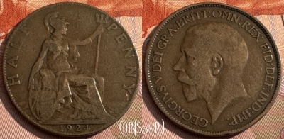 Великобритания 1/2 пенни 1924 года, KM# 809, 168s-027 ♛