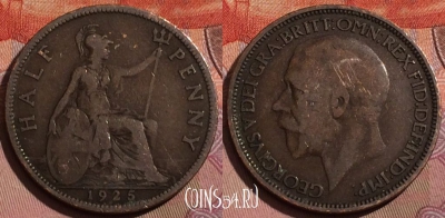 Великобритания 1/2 пенни 1925 года, KM# 809, 224b-087