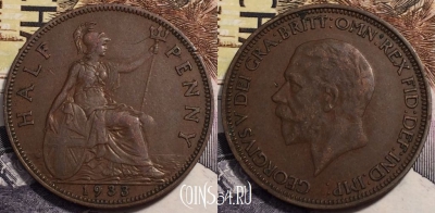 Великобритания 1/2 пенни 1933 года, KM# 837, 239-102