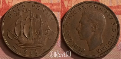 Великобритания 1/2 пенни 1941 года, KM# 844, 263o-003