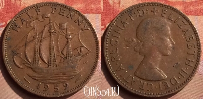 Великобритания 1/2 пенни 1959 года, KM# 896, 424-140