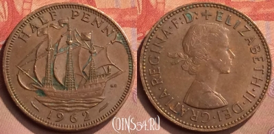 Великобритания 1/2 пенни 1962 года, KM# 896, 430-016