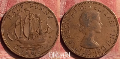 Великобритания 1/2 пенни 1963 года, KM# 896, 090m-102