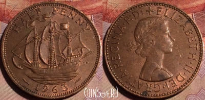 Великобритания 1/2 пенни 1963 года, KM# 896, 146b-139