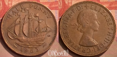 Великобритания 1/2 пенни 1963 года, KM# 896, 428-070