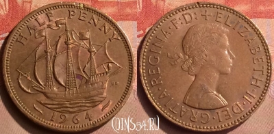 Великобритания 1/2 пенни 1964 года, KM# 896, 041n-151