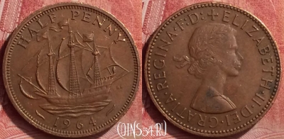 Великобритания 1/2 пенни 1964 года, KM# 896, 052l-097