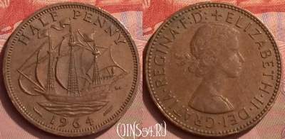 Великобритания 1/2 пенни 1964 года, KM# 896, 056l-143