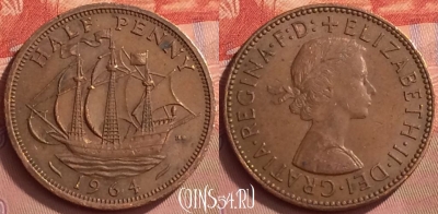 Великобритания 1/2 пенни 1964 года, KM# 896, 057l-194
