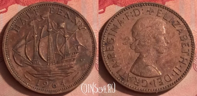 Великобритания 1/2 пенни 1964 года, KM# 896, 328o-120