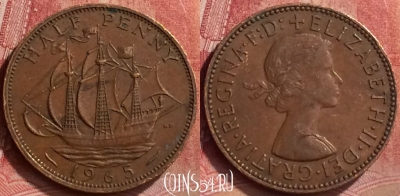Великобритания 1/2 пенни 1965 года, KM# 896, 054l-138