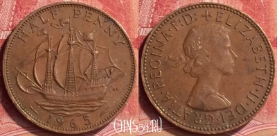 Великобритания 1/2 пенни 1965 года, KM# 896, 058l-170