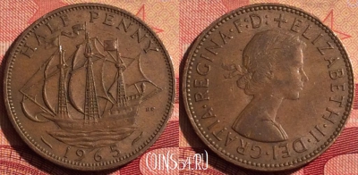 Великобритания 1/2 пенни 1965 года, KM# 896, 239i-042