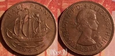 Великобритания 1/2 пенни 1965 года, KM# 896, 436-076