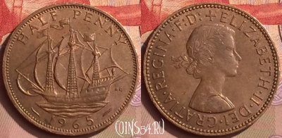 Великобритания 1/2 пенни 1965 года, KM# 896, 443-017