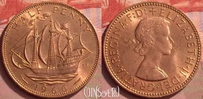 Великобритания 1/2 пенни 1966 года, KM# 896, 055l-096