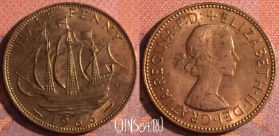 Великобритания 1/2 пенни 1966 года, KM# 896, 343-070
