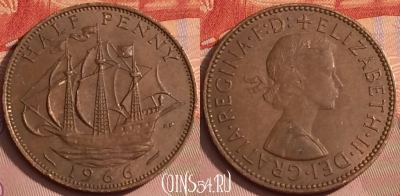 Великобритания 1/2 пенни 1966 года, KM# 896, 353k-071