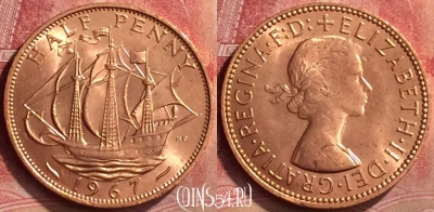 Великобритания 1/2 пенни 1967 года, KM# 896, 053l-098