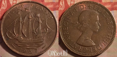 Великобритания 1/2 пенни 1967 года, KM# 896, 092a-038