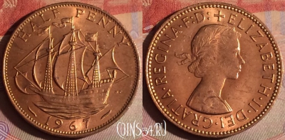 Великобритания 1/2 пенни 1967 года, KM# 896, 336g-140