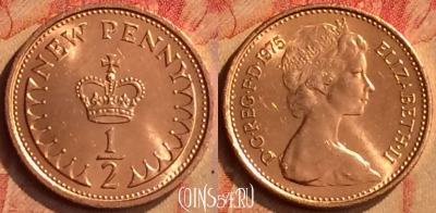 Великобритания 1/2 пенни 1975 года, KM# 914, 093n-032