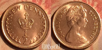 Великобритания 1/2 пенни 1975 года, KM# 914, 162n-002