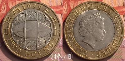 Великобритания 2 фунта 1999 года, KM# 999, 059o-037 ♛